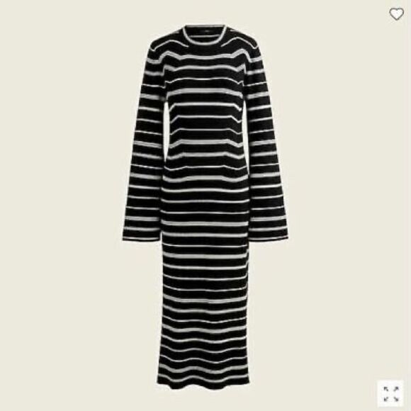 NWT J Crew Knit Ribbed Sweater Dress in Mixed Stripe Maxi Black White Size S - Picture 10 of 10